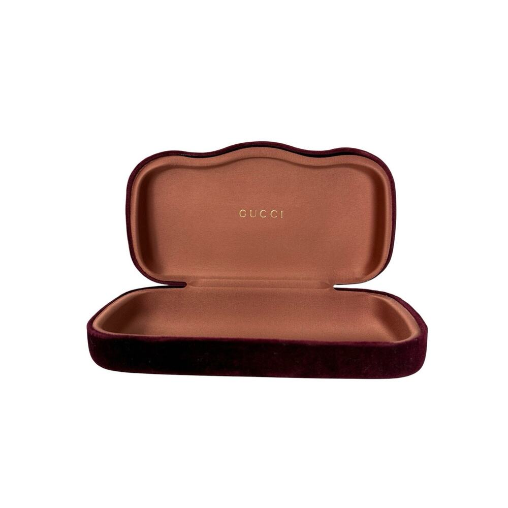 Gucci Burgundy Red Velvet Sunglasses Case with Rose Gold Satin Lining